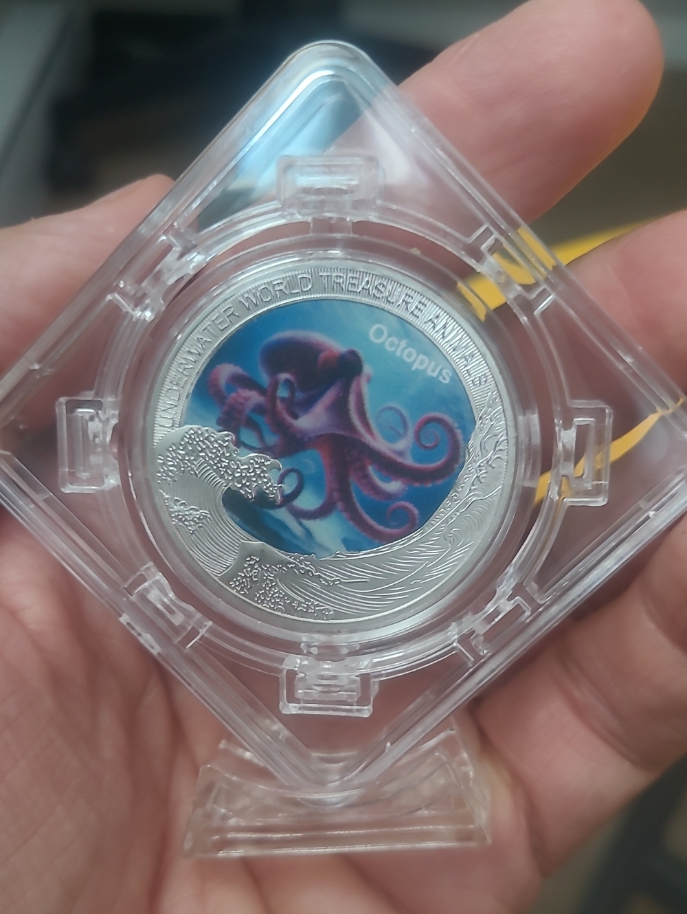 Octopus Silver Collectible Coin - Purple & Blue